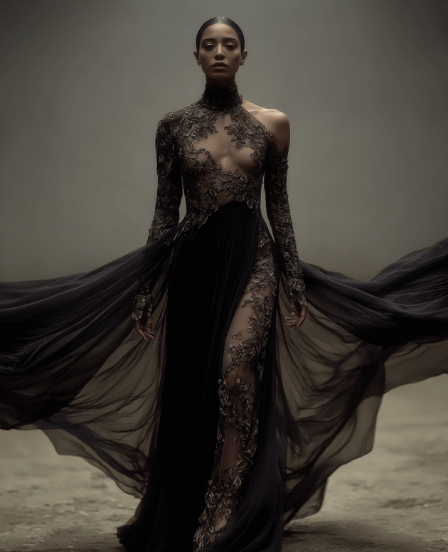 Midnight Shadow Couture Gown