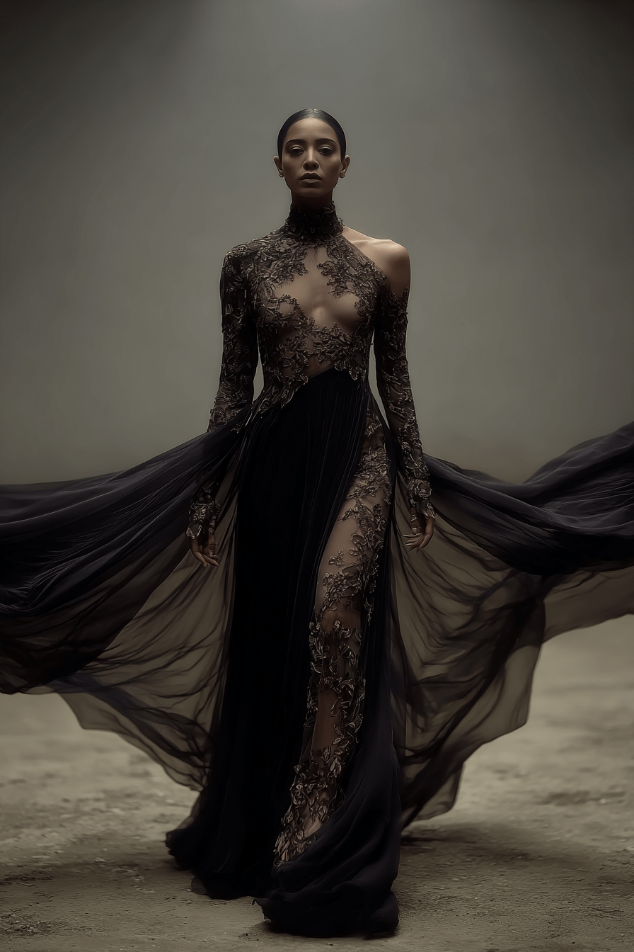 Midnight Shadow Couture Gown