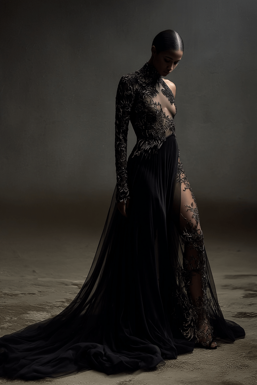 Midnight Shadow Couture Gown - Image 3