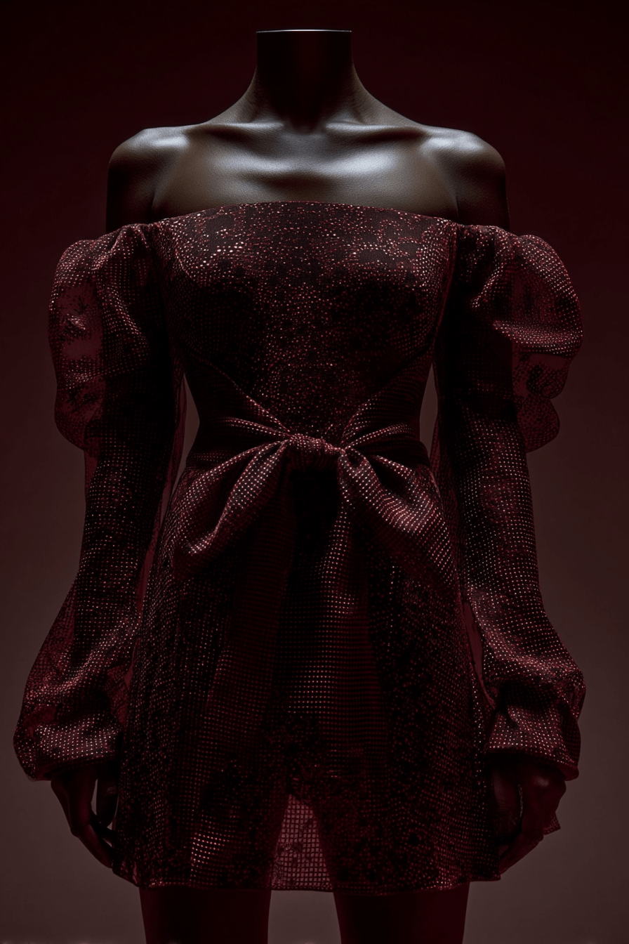 Burgundy Off-Shoulder Mini Dress - Image 2